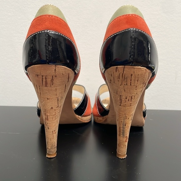 Steven by Steve Madden Peep Open Toe Heels Vybe Cork Leather Multicolor 7.5 - Picture 7 of 12